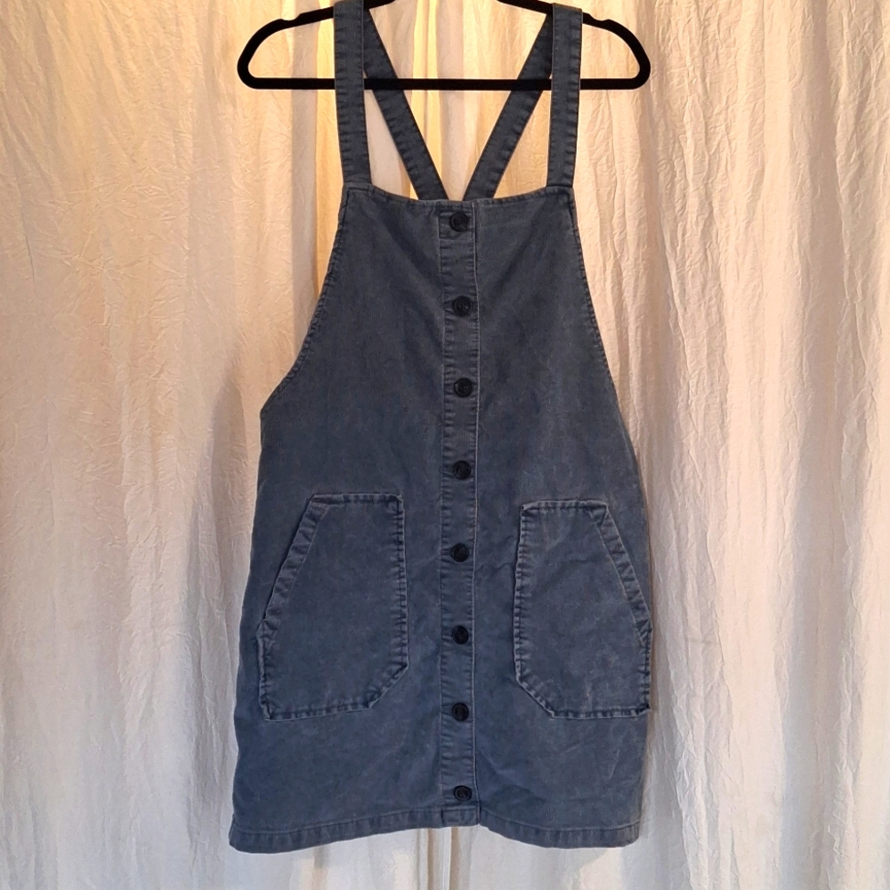90's style blue corduroy jumper dress